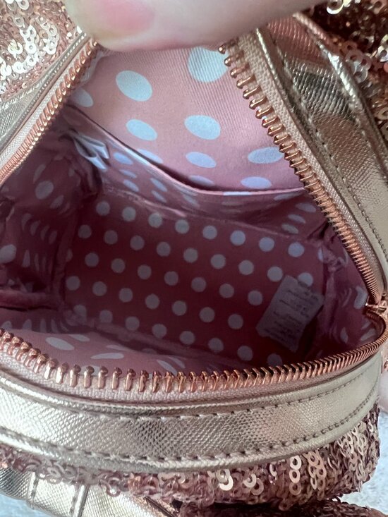 Disney Parks Loungefly Rose Gold Sequin Minnie Mouse Mini Backpack Bow Ears main image 7